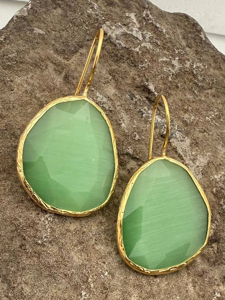 Brincos de Pedra Natural Olho de Gato por atacado de BUBU BY TEKIN SHOP