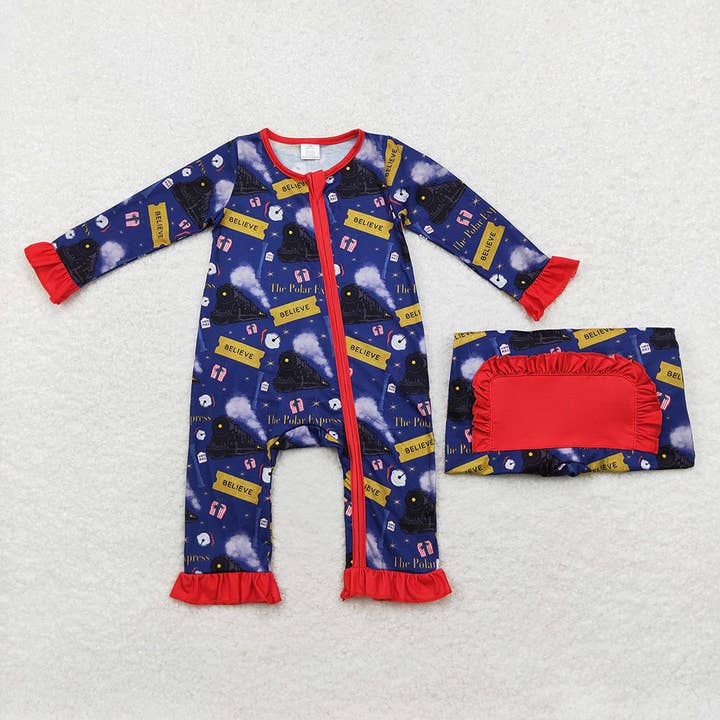 Aier Wholesale - Wholesale Sleepwear Set - Kids - Sibling Girls Boys Christmas Train Tee Shirt Pants Pajamas Sets1