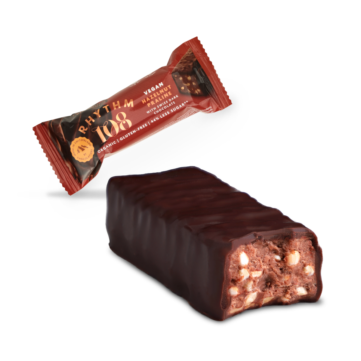 Rhythm108 - Wholesale Chocoladereep - Vegan hazelnootpraliné reep met pure chocolade 33 g8