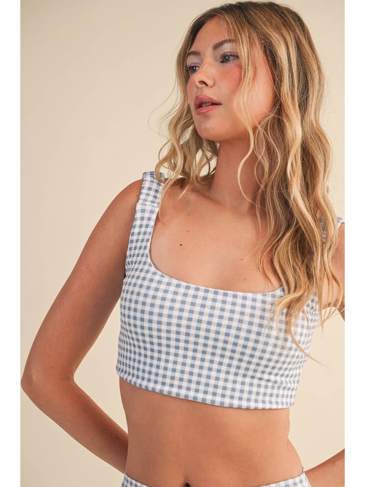 KIMBERLY C - Wholesale Sports Bra - Women's - Gingham Print Ruched Bra Top77