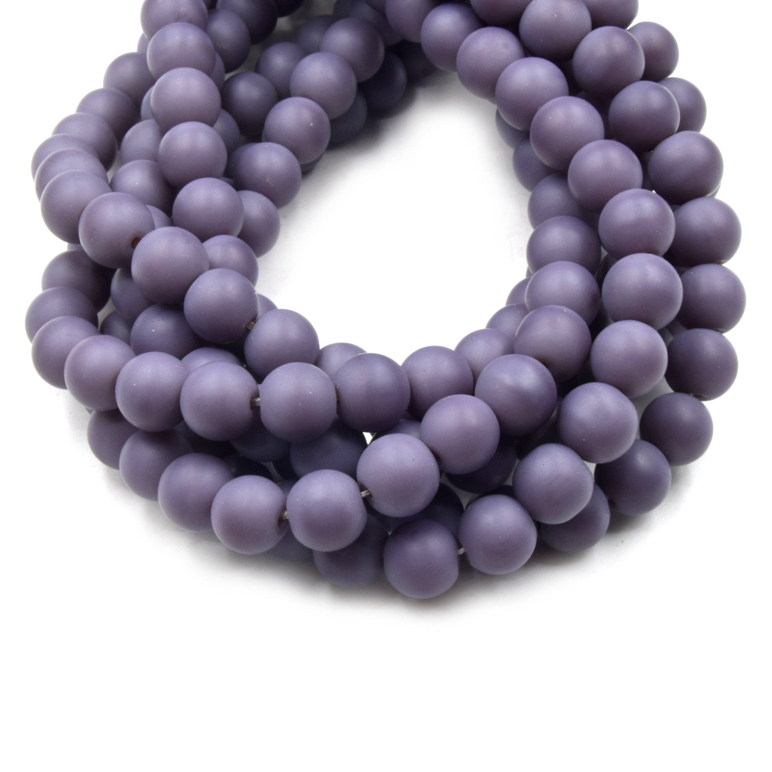Only Beads - Vente Perle - Perles de verre indiennes | Perles de verre de plage indiennes de forme ronde mate de 10 mm | Violet, bleu, vert disponible5