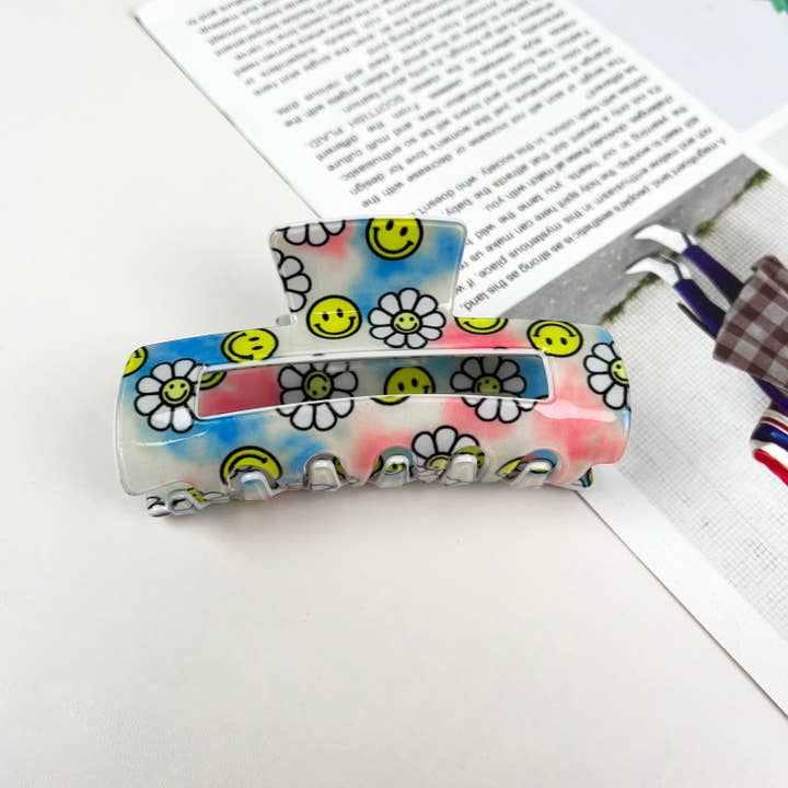 mildstyles - Vendita all'ingrosso Fermaglio per capelli - Donna - Fermagli per capelli rettangolari a forma di stella marina con fiori sorridenti