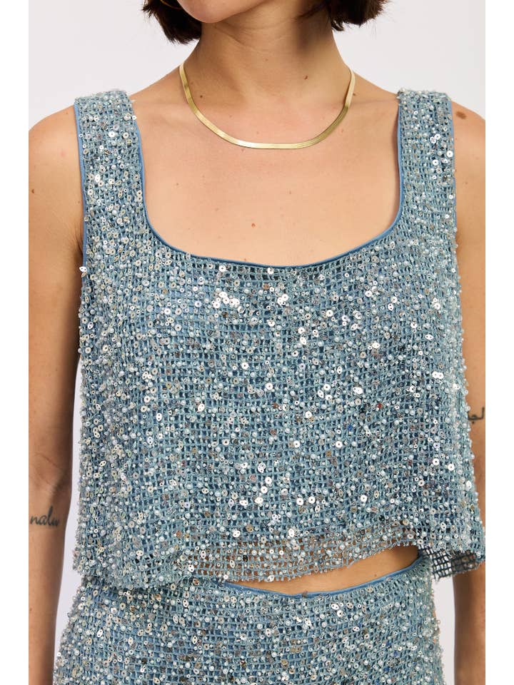 Emory Park - Wholesale Blouse - Women's - SLEEVELESS SQAURE NECK SEQUIN TOP8