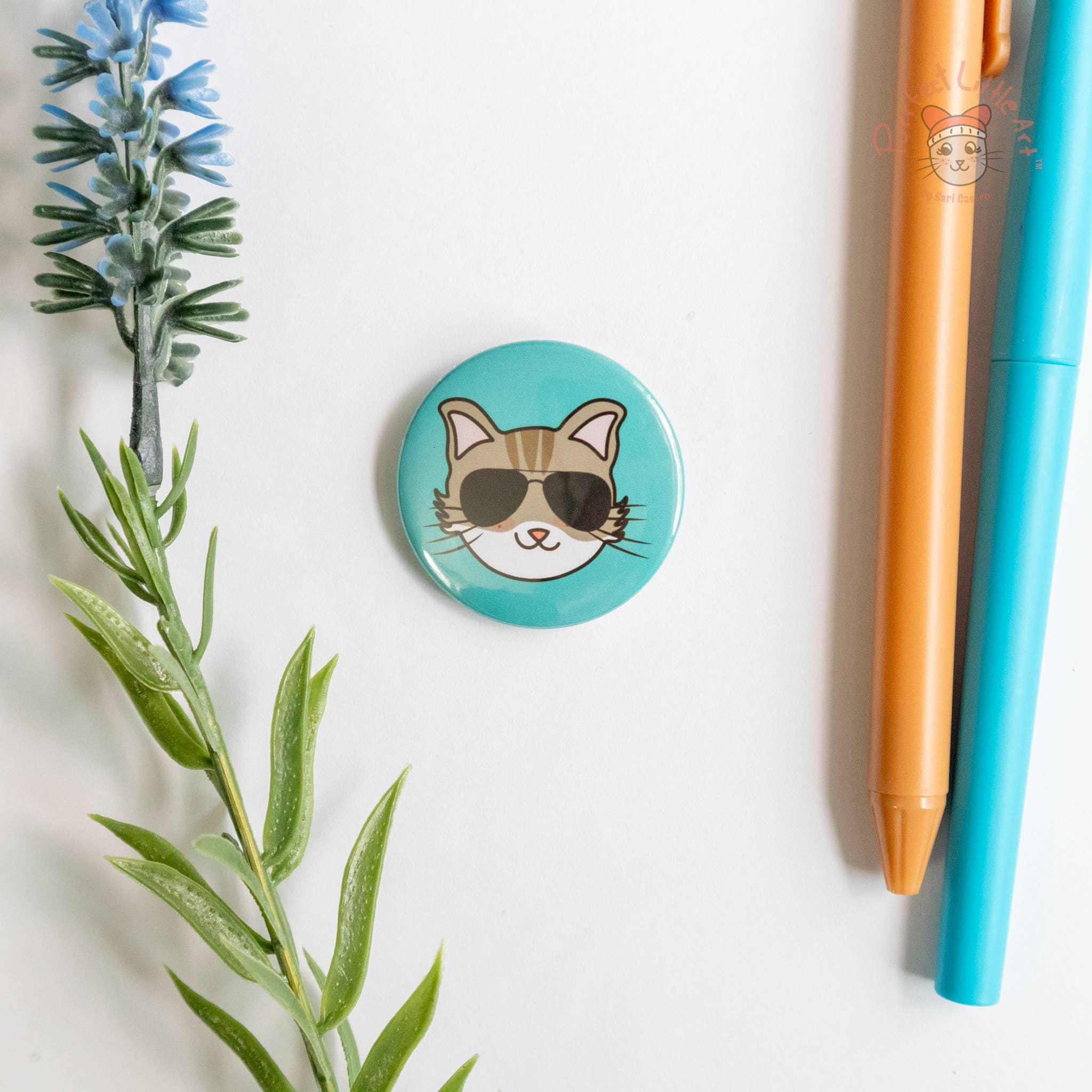 Purrfect Little Art – wholesale Lapel pin/button – Cool Cat Button Pin 2