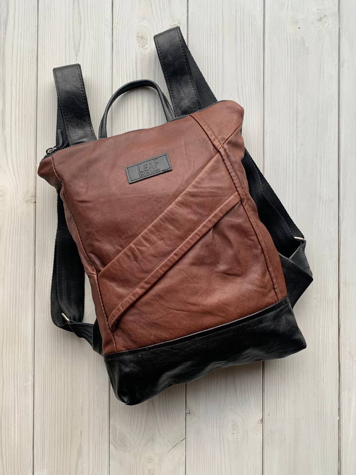 Leather Backpack, Recycled Backpack, Women Backpack for wholesale by LeaF