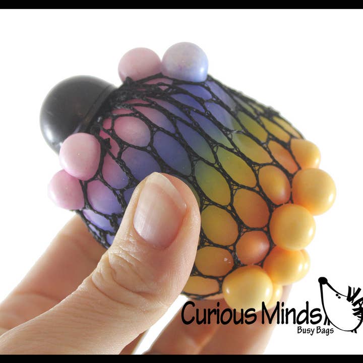Curious Minds Toys – wholesale Squishy toy – Kids & Baby – 1 Rainbow Mesh Doh Filled Squeeze Balls - Doh - Ultra Squish