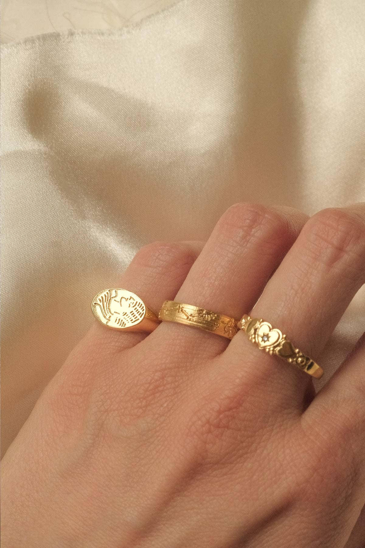 S-kin Studio Jewelry - Wholesale Signet Ring - Roma III Signet Ring - Gold Fill5