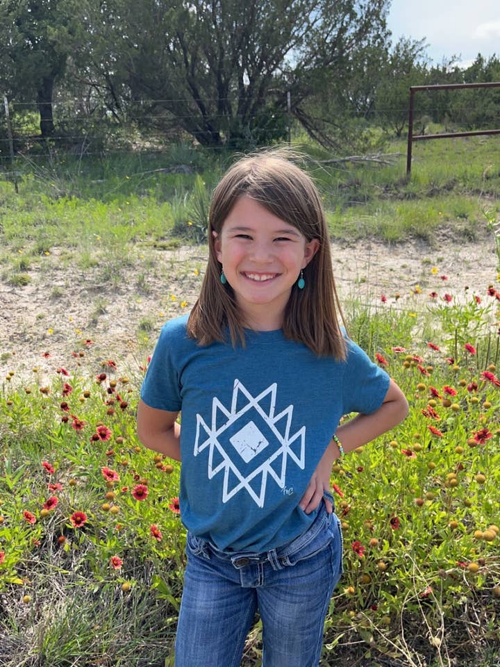 Kid’s White Distressed Aztec Design for wholesale by Feather & Co.