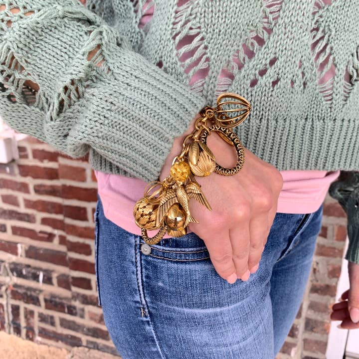 Lenora Dame - Wholesale Charm/Dangle Bracelet - Vintage Inspired Gilded Charm Bracelet6