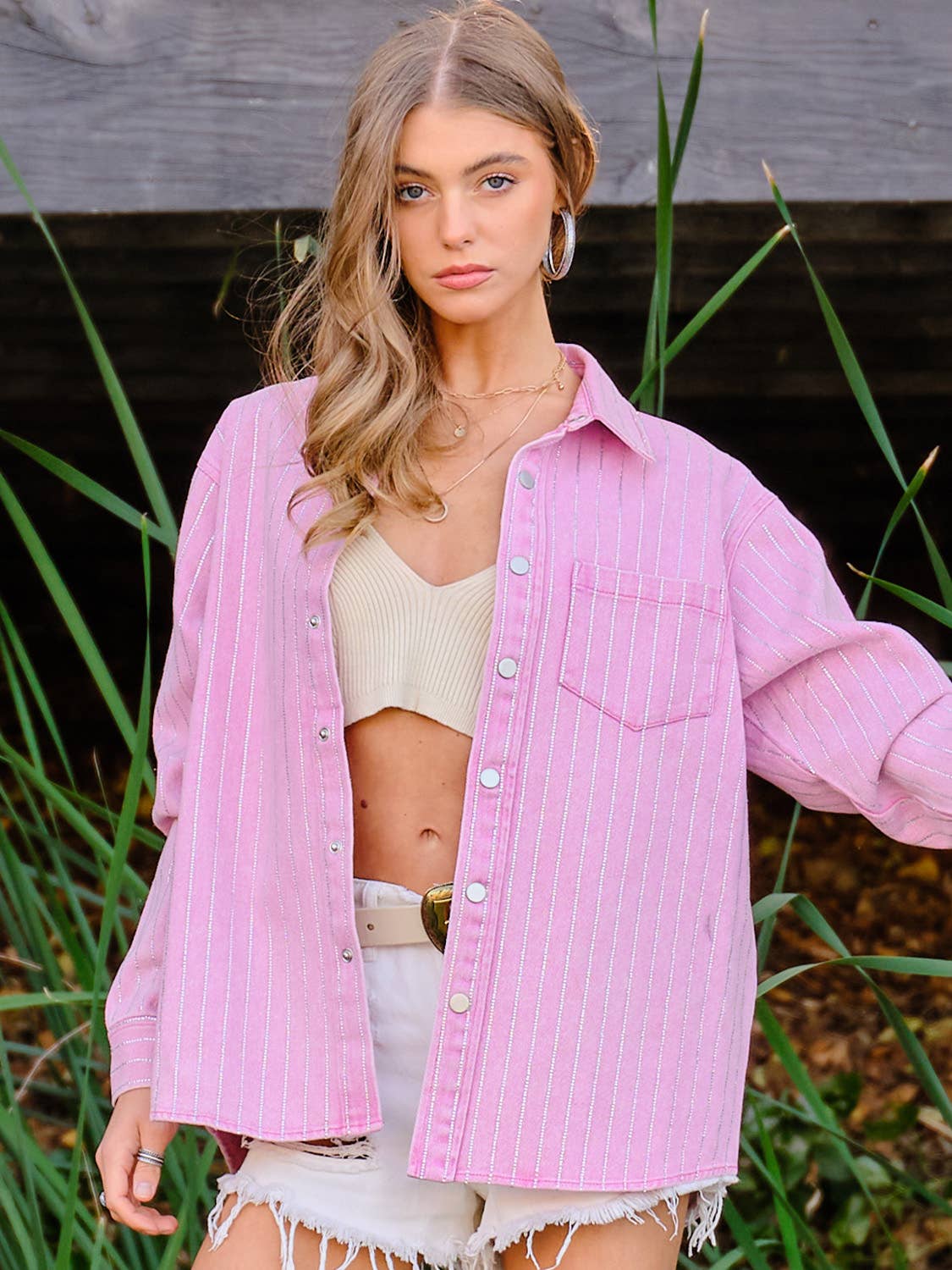 Blue B - Wholesale Denim Jacket - Women's - 22262J - High Luxury Embellished Sparkle Stone Stripe Jacket16