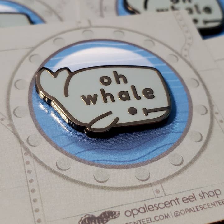 Opalescent Eel Illustration & Design – wholesale Lapel pin/button – 'Oh Whale' Punny Enamel Pin1