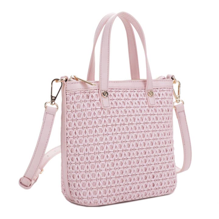 Mia Rattan Mini Tote Crossbody for wholesale by MALI + LILI