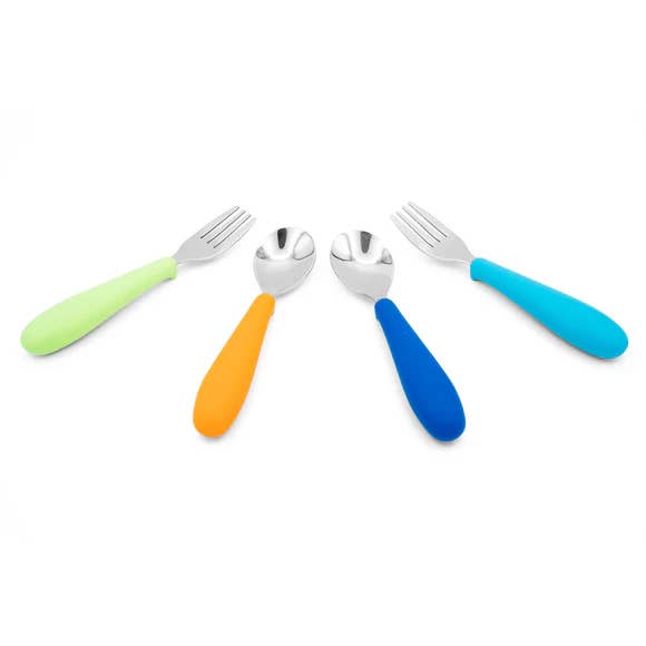 321 Grow Eat with Me Silicone Spoon and Fork Set - Ocean for wholesale by 321 Grow
