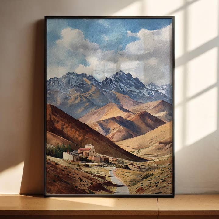 Las Leñas Watercolor Art Las Leñas Argentina Travel Print Argentina Artwork Argentina Ski Decor Mendoza Province Wall Art for wholesale by Premium Travel Art