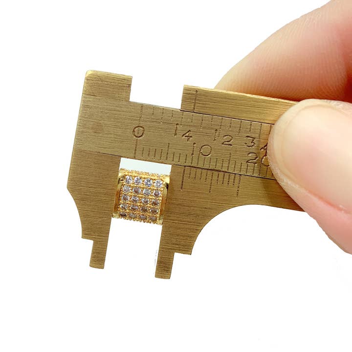 Beads Creation - Wholesale Individual Charm/Pendant - Gold Filled Triangle Tube Spacer Beads CZ Micro Pave, BD029