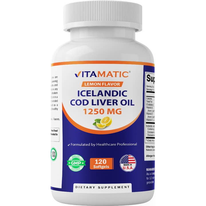 Vitamatic Icelandic Cod Liver Oil 1250mg | 120 Softgels for wholesale by Vitamatic
