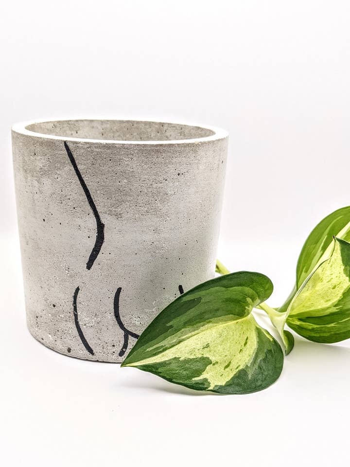 Amber Female Form Line Art Concrete Planter Candle Vessel for wholesale by ForgottenProperty