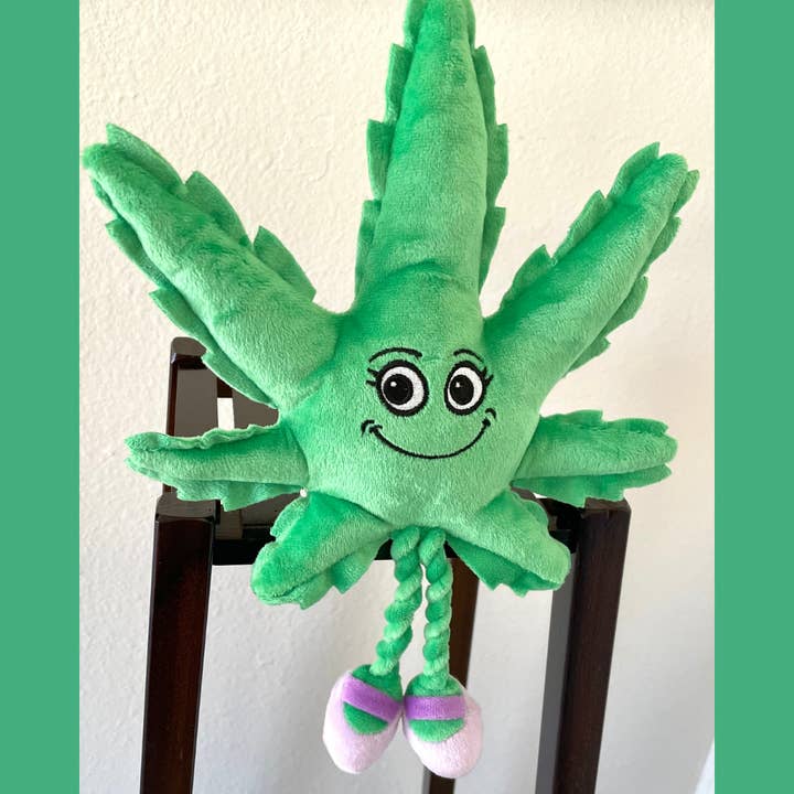 PAW:20 - Wholesale Pet Squeaky Toy - Dog - My Name is Mary Jane the Weed Leaf, Parody Marijuana Dog Toy5