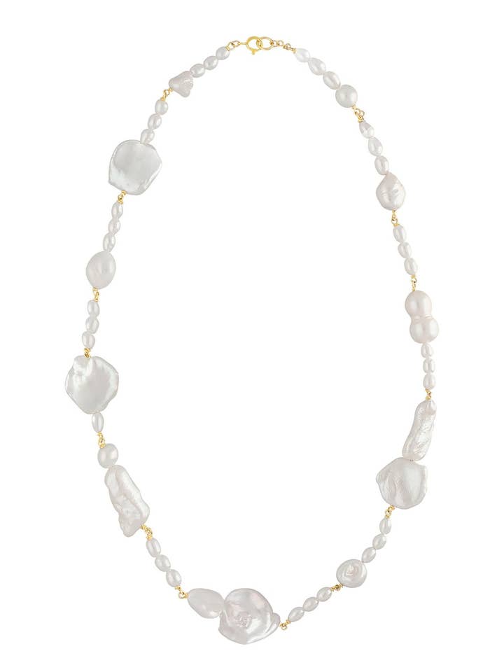 Laguna Ferskvandsperlehalskæde for engroshandel hos Miss Foxine Couture