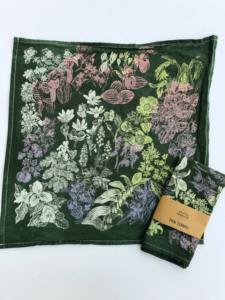 Forårsvildblomst viskestykke for engroshandel hos Solstice Handmade