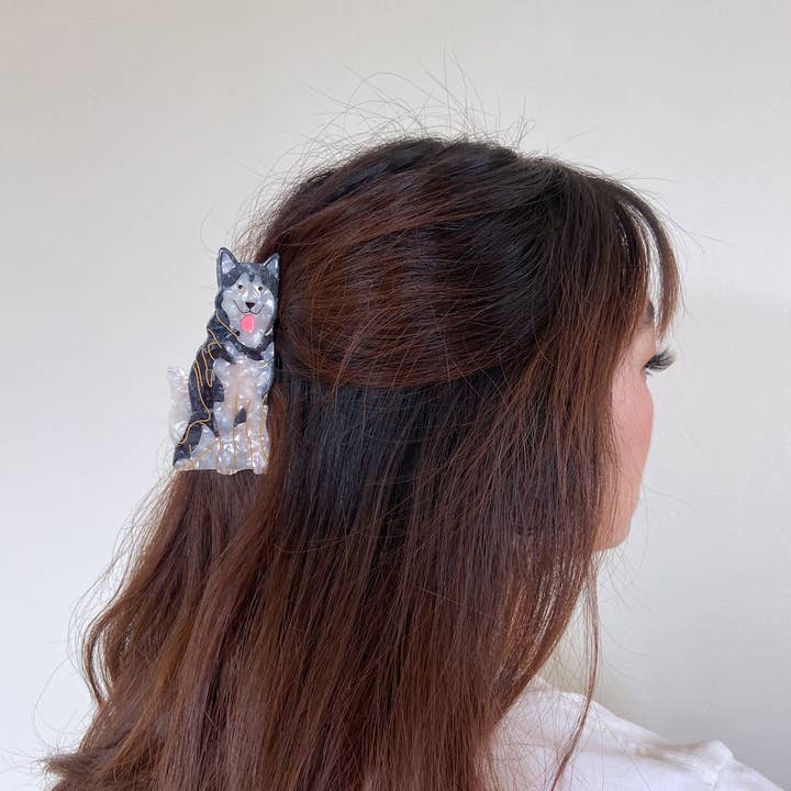 Solar Eclipse – wholesale Hair clip – Women’s – Hand-painted Siberian Husky Dog Breed Claw Hair Clip | Eco-F