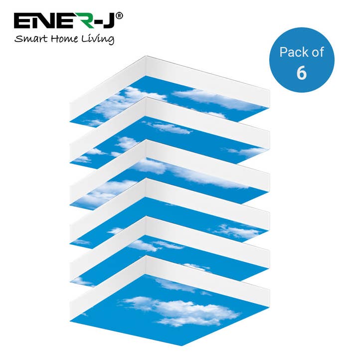 Conjunto de 6 unidades de Painéis de Teto LED SKY de 40W 60x60cms com 6 x Kit de Moldura de Montagem Dobravel Sem Parafusos por atacado de ENER-J