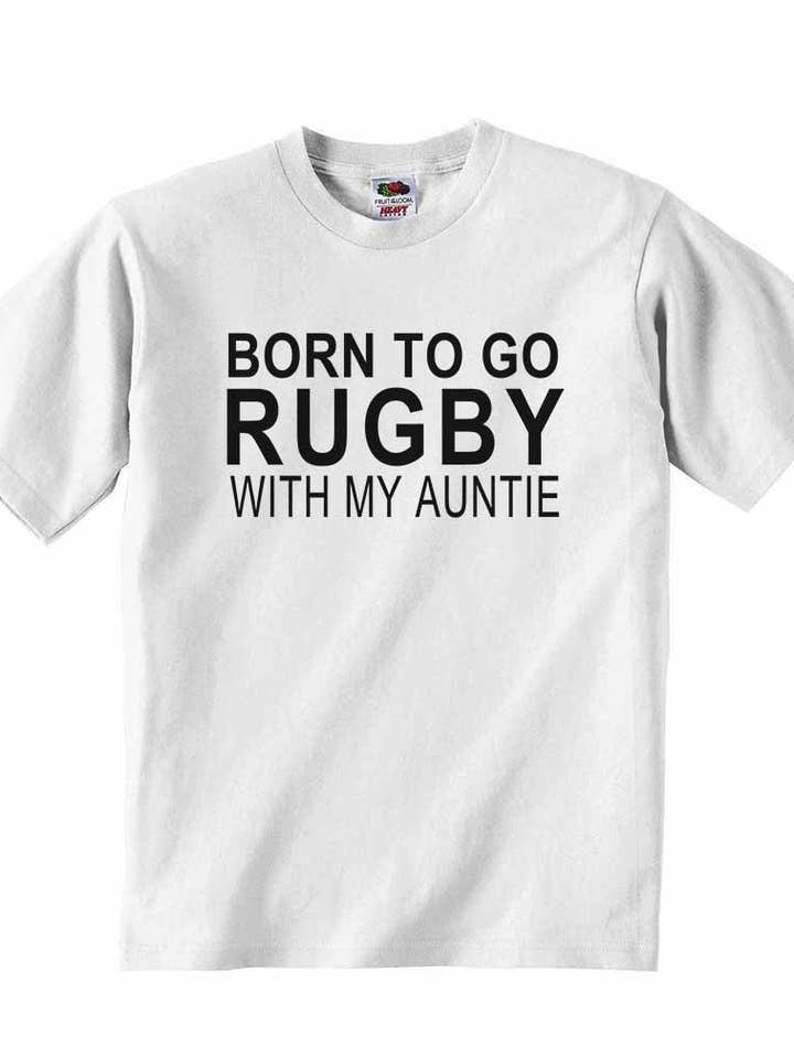 Born to Go Rugby with My Auntie - Camiseta para bebé para venta al por mayor de Little Ratbag