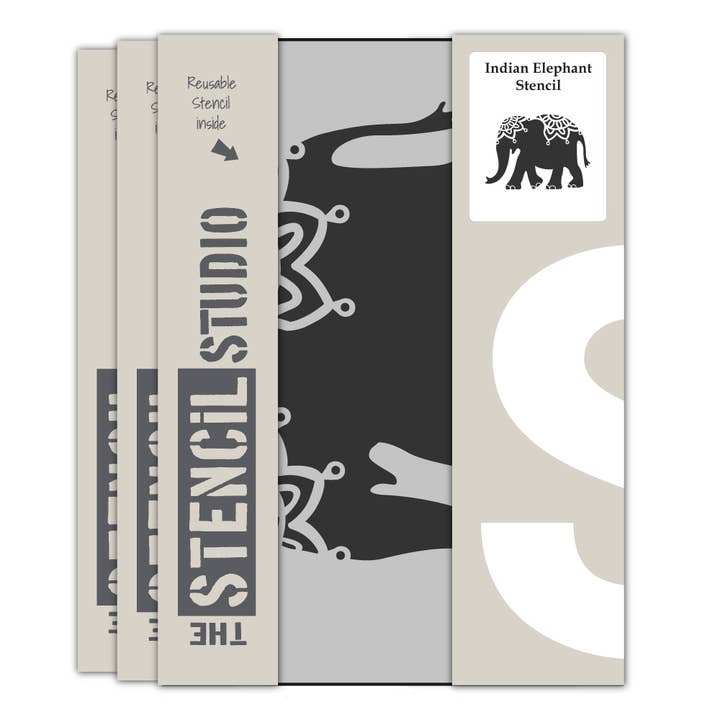 The Stencil Studio – Estêncil por atacado – Estêncil de elefante indiano1