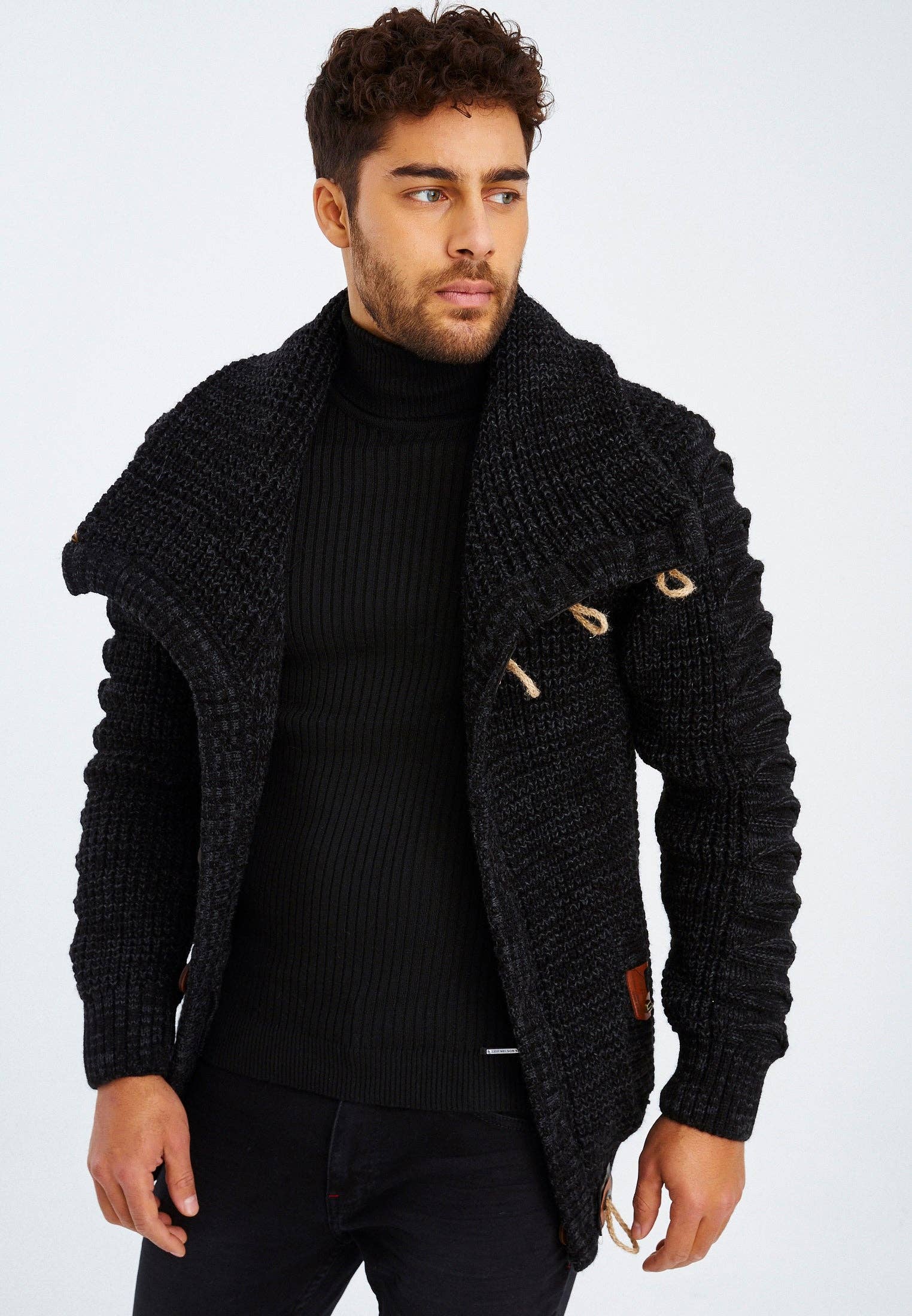 Leif Nelson GmbH - Wholesale Knit Sweater - Men's - Men's Knit Sweater Chunky Knit Shawl Collar LN-558532