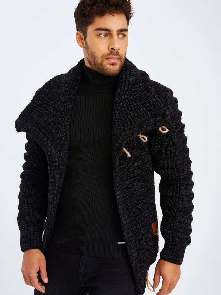 Leif Nelson GmbH - Wholesale Knit Sweater - Men's - Men's Knit Sweater Chunky Knit Shawl Collar LN-558532