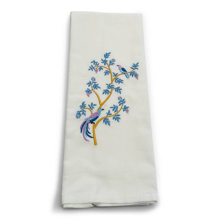 Vibrantly Blue - Wholesale Tea Towel - Towel - Chantilly Birds on white