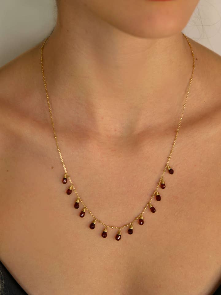 Gwenyth Garnet Necklace for wholesale by Katy Faye