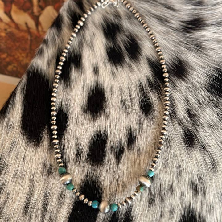 Z Bars Jewelry - Wholesale Beaded/Pearl Necklace - #064 10mm Sterling Silver with Turquoise Beads 0