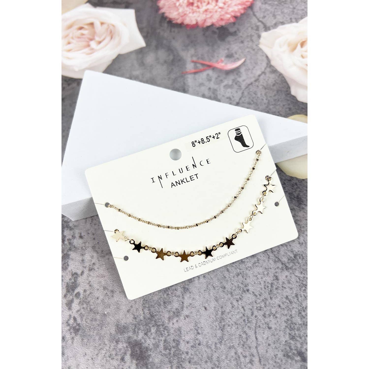 JHP Collection - Wholesale Anklet - STAR SHAPED DOUBLE LAYER METAL ANKLET3