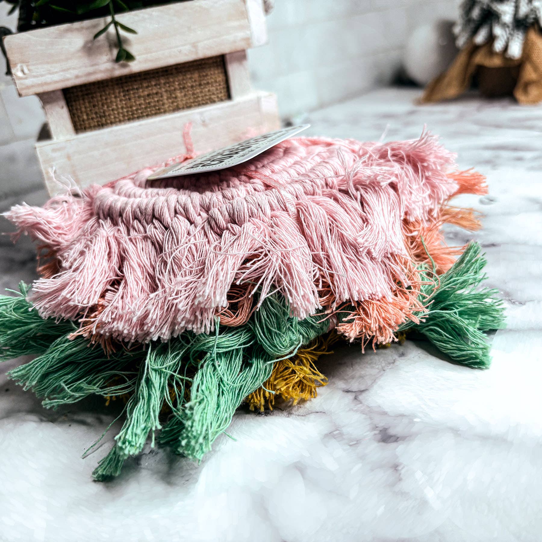 Gia Roma – Objeto de mesa decorativo por atacado – Porta-copos de algodão com tassel em tons pastéis, decoração de mesa para primavera e Páscoa1