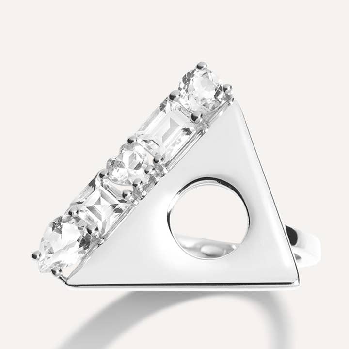 Lykken står den kække bi - Sterling sølv hvid topas ring for engroshandel hos LÚDERE