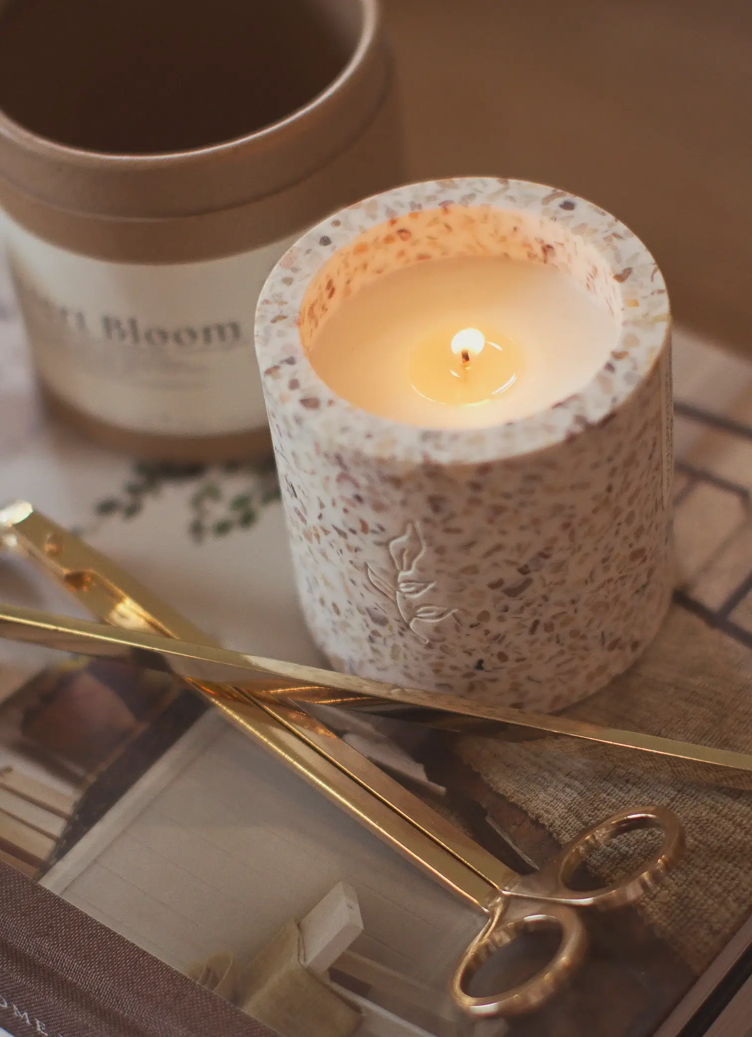 Haus II Home, LLC - Wholesale Jar/Filled Candle - Reusable Terrazzo Candle - Desert Bloom0