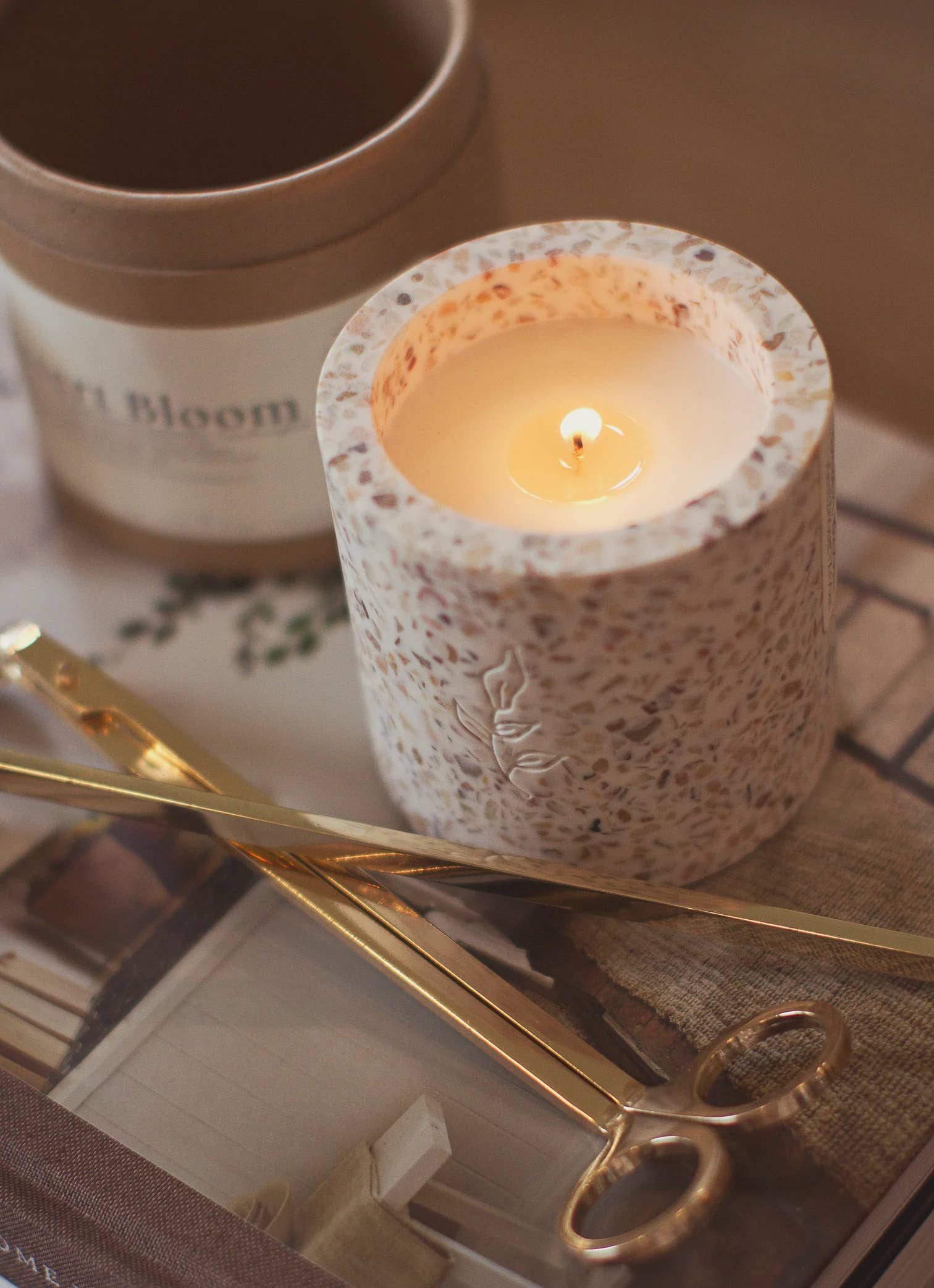 Haus II Home, LLC - Wholesale Jar/Filled Candle - Reusable Terrazzo Candle - Desert Bloom