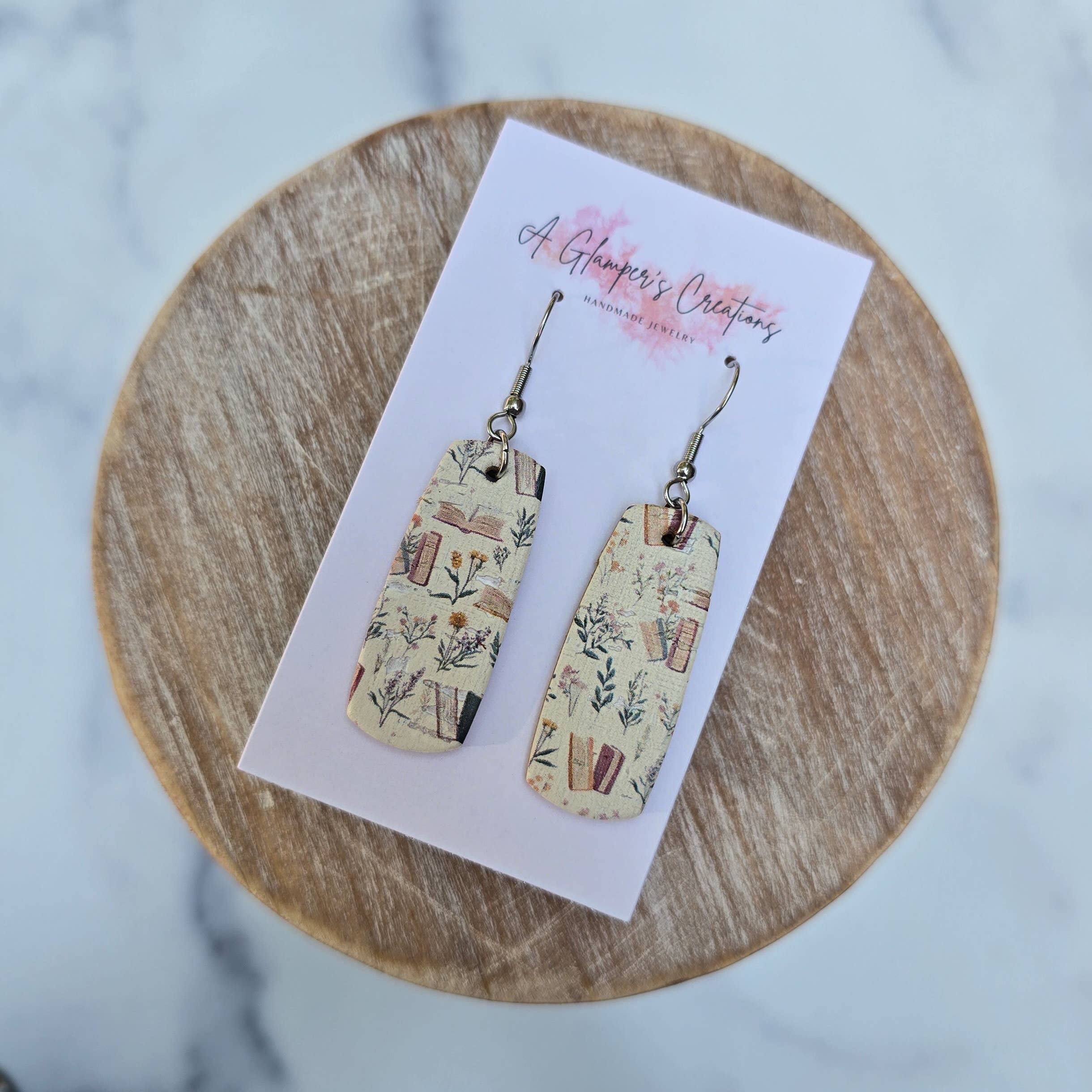 A Glamper's Creations LLC - Wholesale Dangle Earrings - Boho Bookish Mini Bar Leather Earrings1