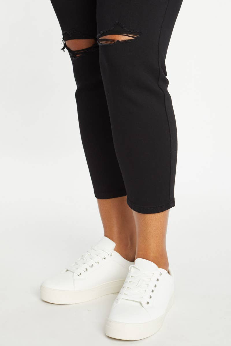 Black OPEN PACK Plus Size Distressed Ankle Grazer Jeans WEP3282XL  for wholesale on Faire6