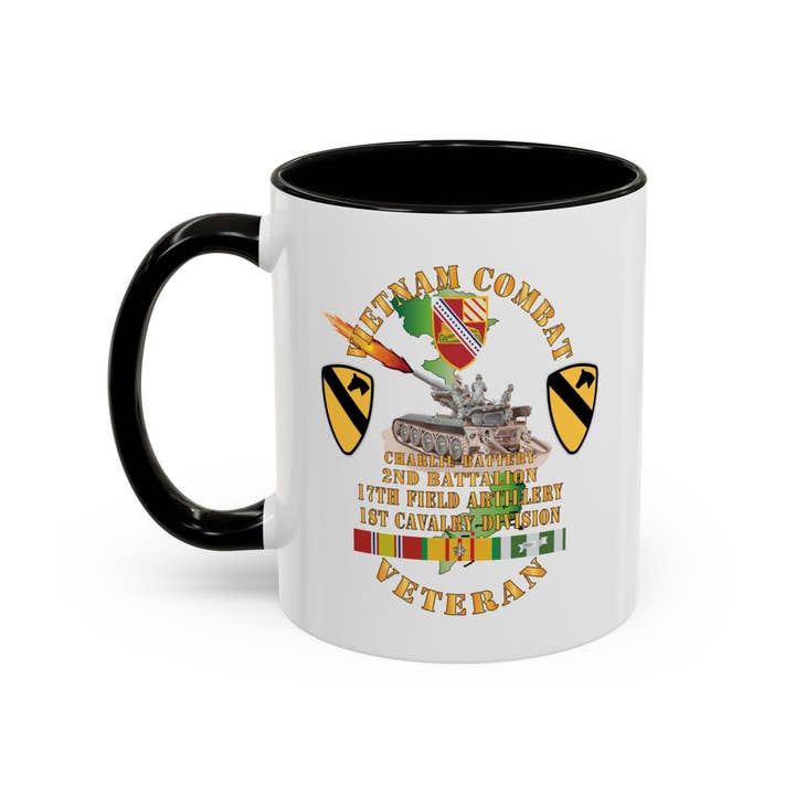 Colorful Mug (11oz/15oz) - Army - Charlie Battery.2nd Battalion,17th Field Artillery - w 1st Cavalry Div - M110 8in SP - Vietnam Vet w VN SVC X 300 for wholesale by MIP