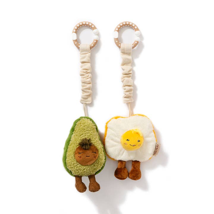 2 Pack Mini Market Brunch Stroller Toys - Avocado & Egg on Toast for wholesale by Living Textiles