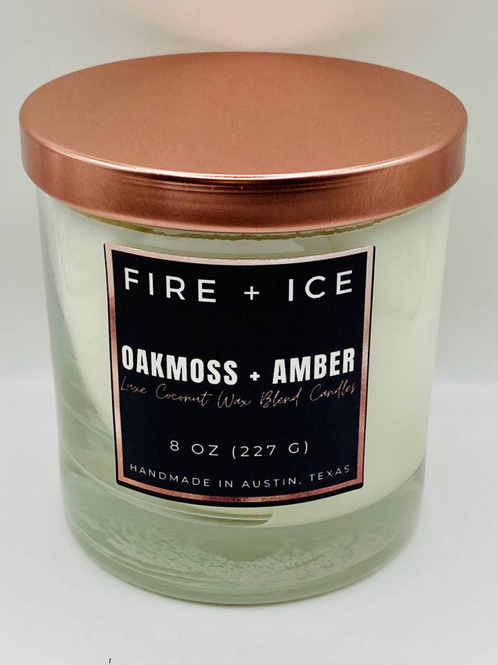 Musgo de roble + Ámbar para venta al por mayor de Fire + Ice Candle Co.