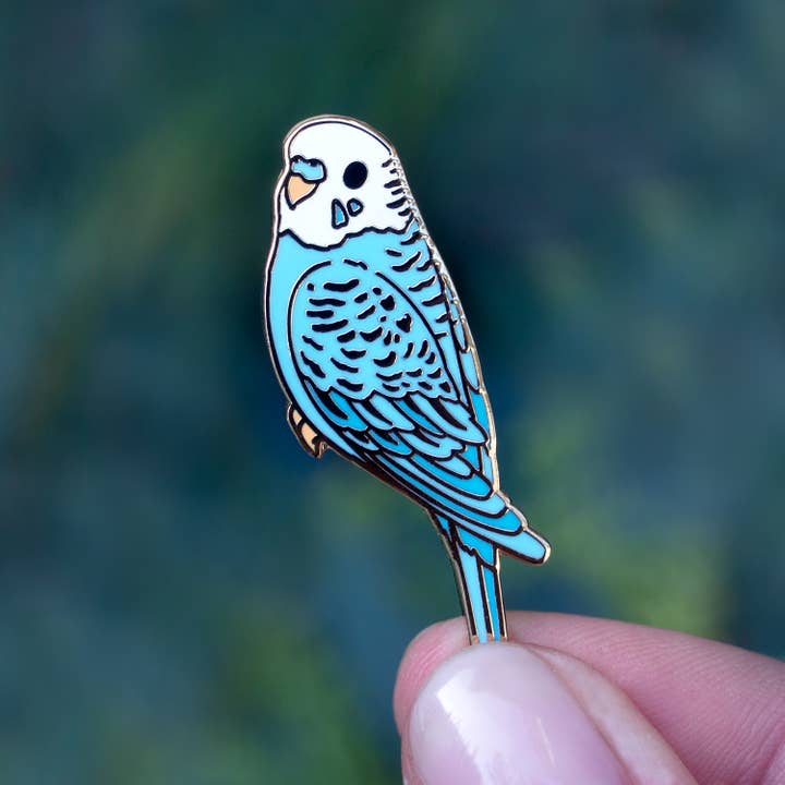 Botanical Bright – Engroshandel Reversnål/knap – Blå Parakit Budgie Emalje Pin