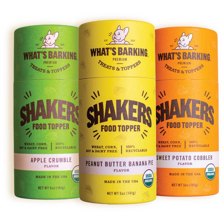 What's Barking - Wholesale Pet Treats - Dog - Shakers Organic Food Toppers, 3x5oz Case 10
