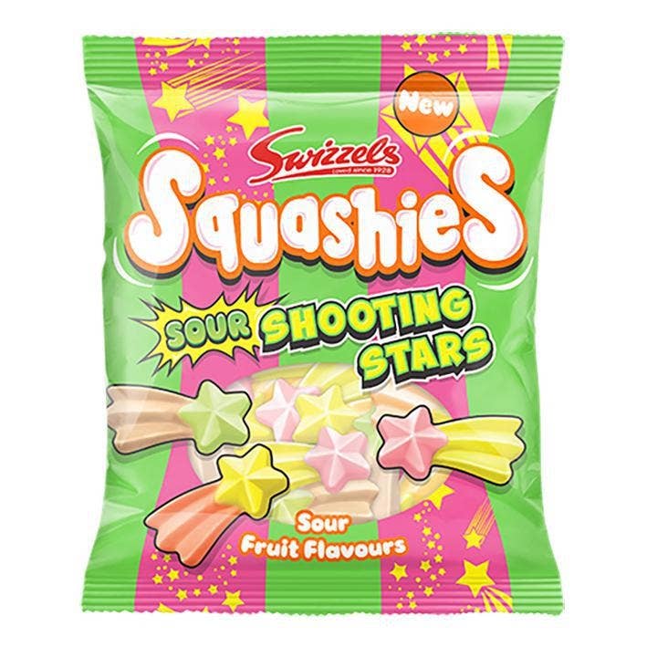 Swizzels Squashies Sour Shooting Stars 100g 12 ct for wholesale by Long Island Candy Factory