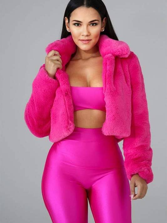 faux fur crop jacket for wholesale by Fashion Combination