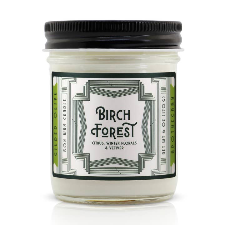 Soy Candle – Birch Forest – Bergamot, Florals & Vetiver for wholesale by Gilded Olive Apothecary