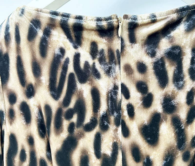 Color as pictures DR807Y Leopard Print Velvet Gown with One-Shoulder Grace for wholesale on Faire9