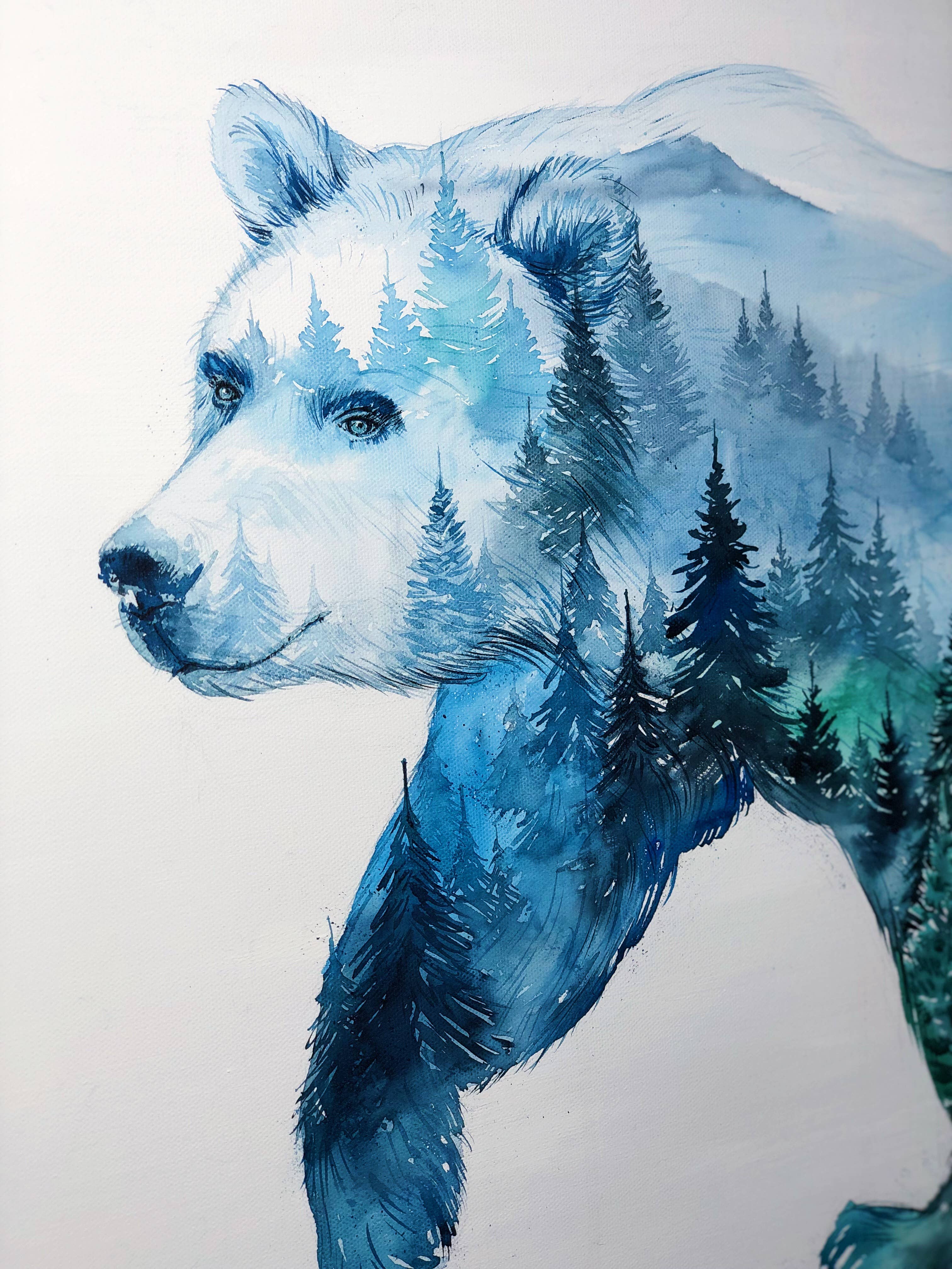 Elena Markelova Arts - Wholesale Art Print - "Mountain Bear" Watercolor Art Print6